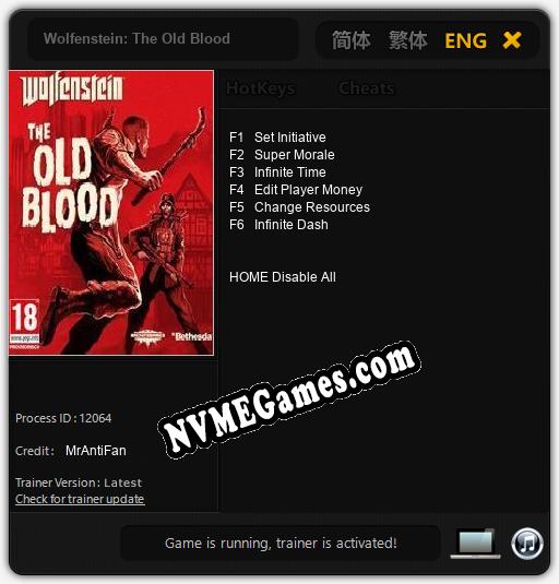 Wolfenstein: The Old Blood: Treinador (V1.0.36)