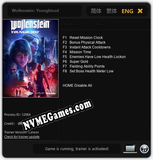 Treinador liberado para Wolfenstein: Youngblood [v1.0.9]