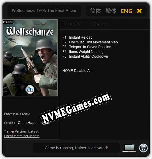 Wolfschanze 1944: The Final Attempt: Cheats, Trainer +5 [CheatHappens.com]