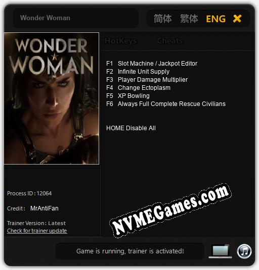 Wonder Woman: Trainer +6 [v1.4]