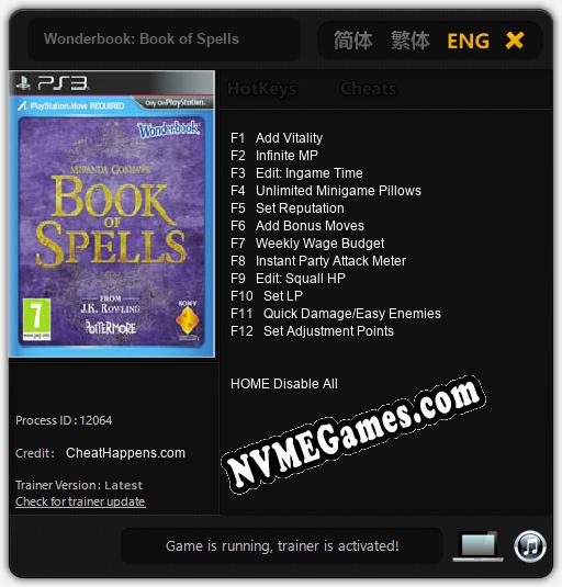 Wonderbook: Book of Spells: Cheats, Trainer +12 [CheatHappens.com]