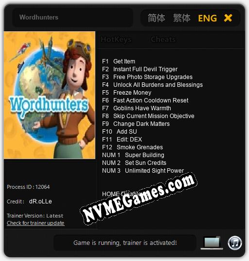 Treinador liberado para Wordhunters [v1.0.8]