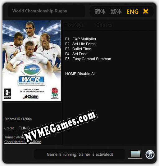 World Championship Rugby: Trainer +5 [v1.3]