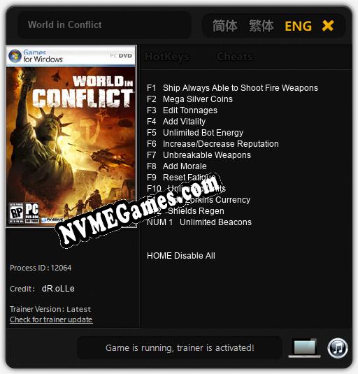 Treinador liberado para World in Conflict [v1.0.3]