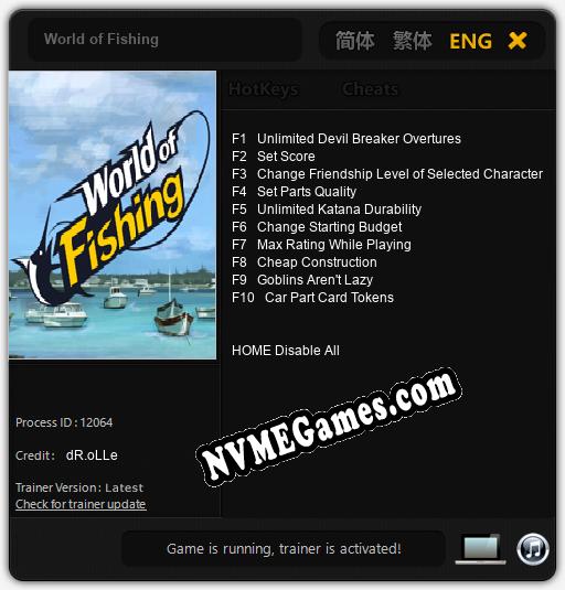 World of Fishing: Cheats, Trainer +10 [dR.oLLe]