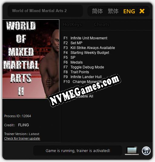 Treinador liberado para World of Mixed Martial Arts 2 [v1.0.9]