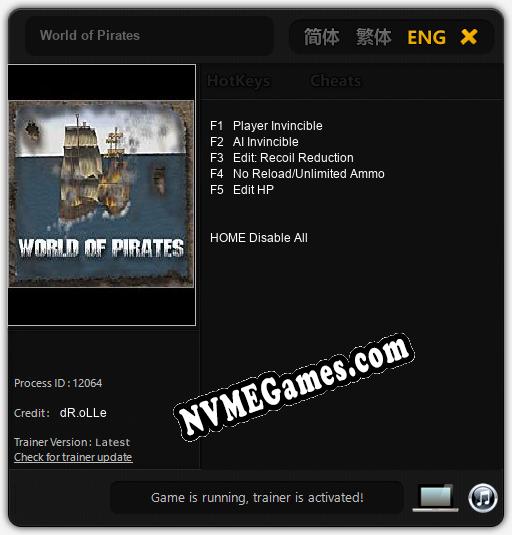 Treinador liberado para World of Pirates [v1.0.7]