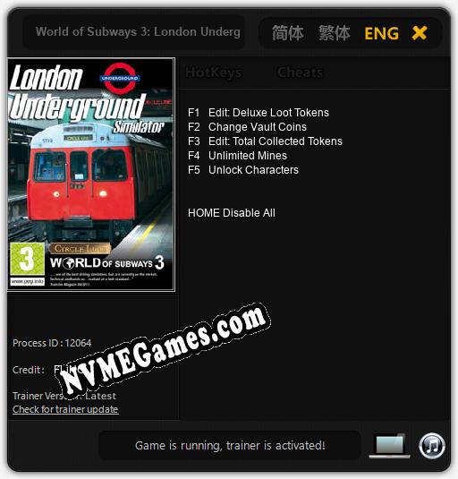 World of Subways 3: London Underground: Trainer +5 [v1.1]