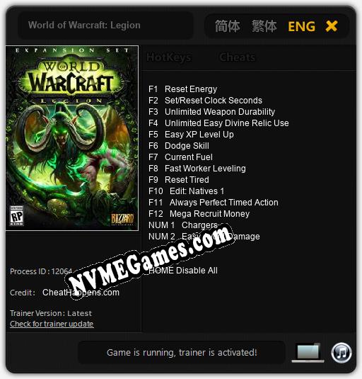 World of Warcraft: Legion: Cheats, Trainer +14 [CheatHappens.com]