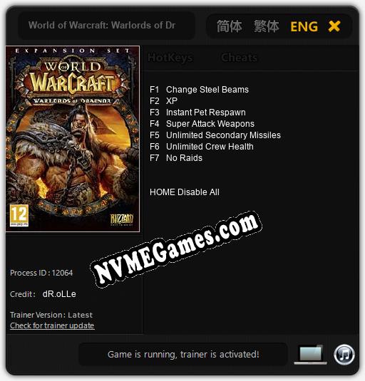 World of Warcraft: Warlords of Draenor: Trainer +7 [v1.3]