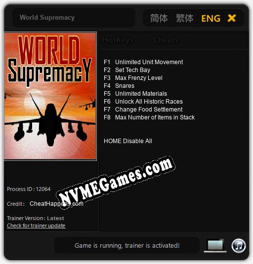 World Supremacy: Cheats, Trainer +8 [CheatHappens.com]