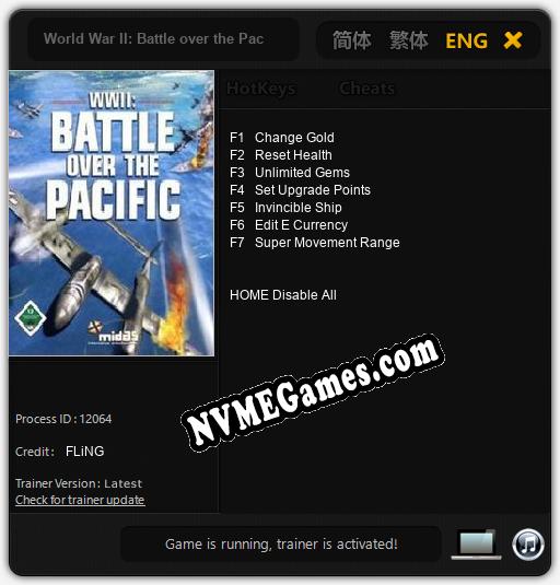 World War II: Battle over the Pacific: Trainer +7 [v1.5]