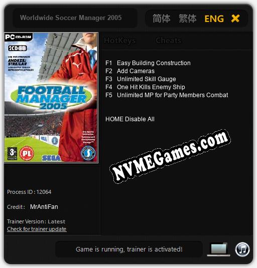 Worldwide Soccer Manager 2005: Trainer +5 [v1.5]