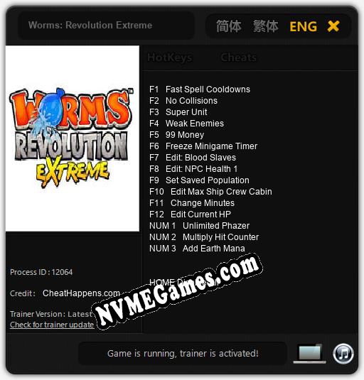 Worms: Revolution Extreme: Cheats, Trainer +15 [CheatHappens.com]