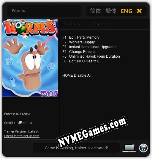 Worms: Trainer +6 [v1.5]