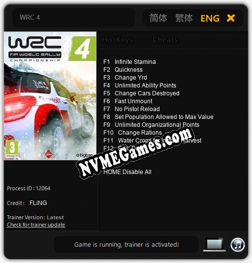 WRC 4: Cheats, Trainer +12 [FLiNG]