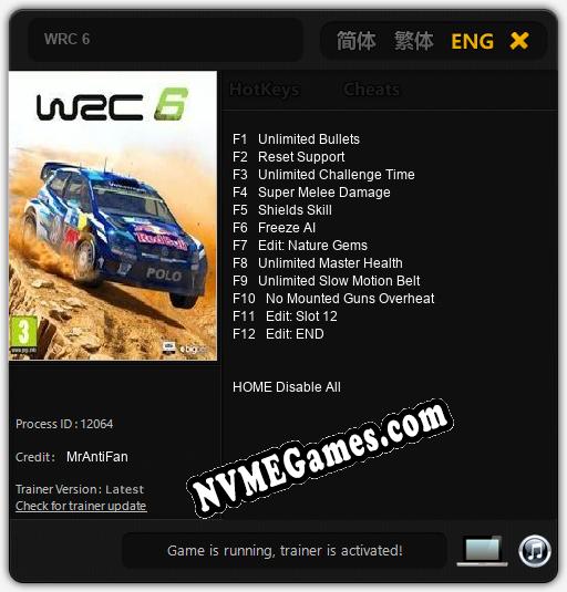 Treinador liberado para WRC 6 [v1.0.5]