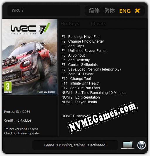 WRC 7: Cheats, Trainer +15 [dR.oLLe]