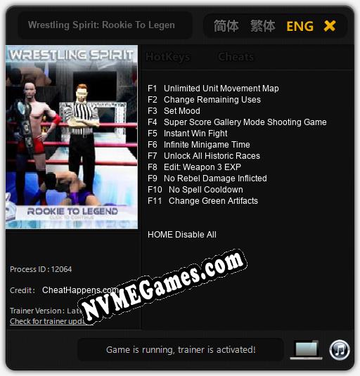 Wrestling Spirit: Rookie To Legend: Cheats, Trainer +11 [CheatHappens.com]