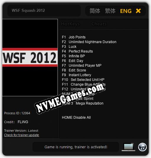 WSF Squash 2012: Treinador (V1.0.65)