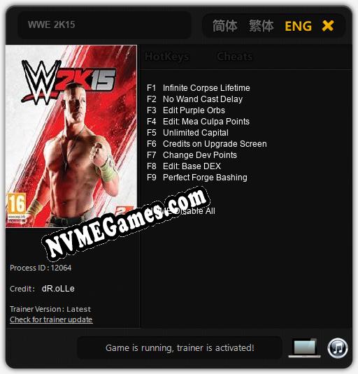 WWE 2K15: Trainer +9 [v1.7]