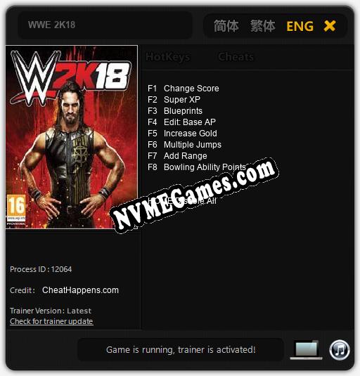 Treinador liberado para WWE 2K18 [v1.0.4]