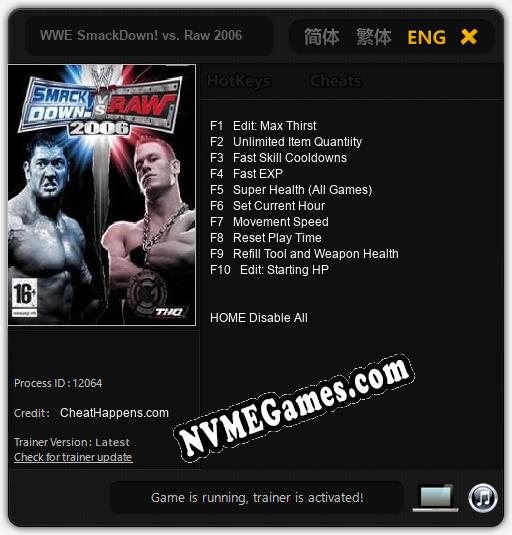 WWE SmackDown! vs. Raw 2006: Cheats, Trainer +10 [CheatHappens.com]