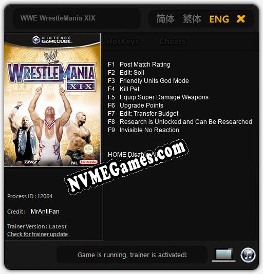 Treinador liberado para WWE WrestleMania XIX [v1.0.2]