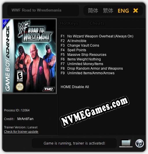 WWF Road to Wrestlemania: Cheats, Trainer +9 [MrAntiFan]