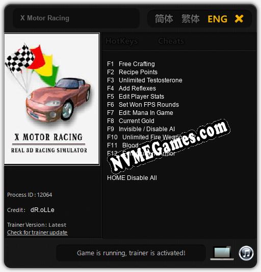 X Motor Racing: Cheats, Trainer +12 [dR.oLLe]