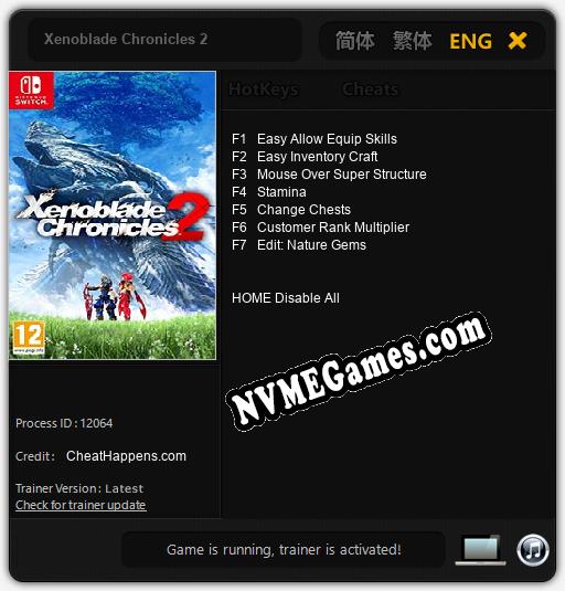 Treinador liberado para Xenoblade Chronicles 2 [v1.0.6]