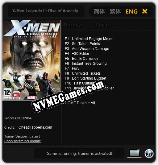 X-Men Legends II: Rise of Apocalypse: Trainer +11 [v1.8]