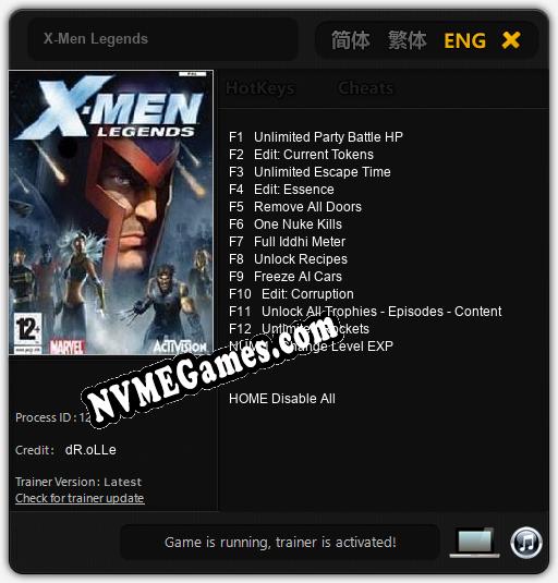 X-Men Legends: Treinador (V1.0.9)