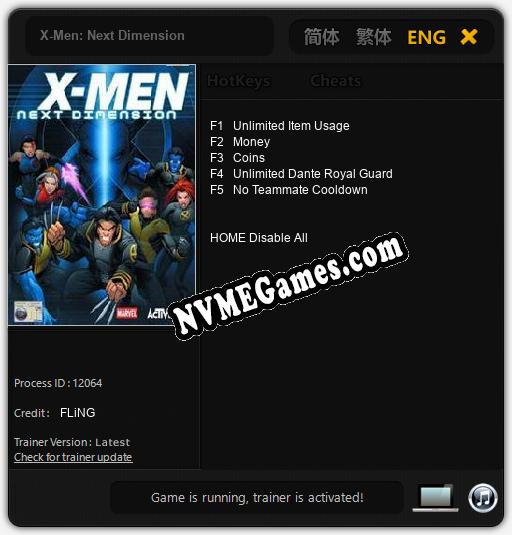 X-Men: Next Dimension: Cheats, Trainer +5 [FLiNG]