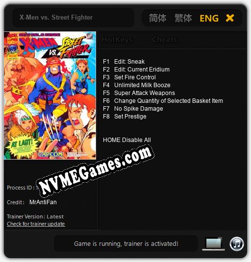 X-Men vs. Street Fighter: Cheats, Trainer +8 [MrAntiFan]