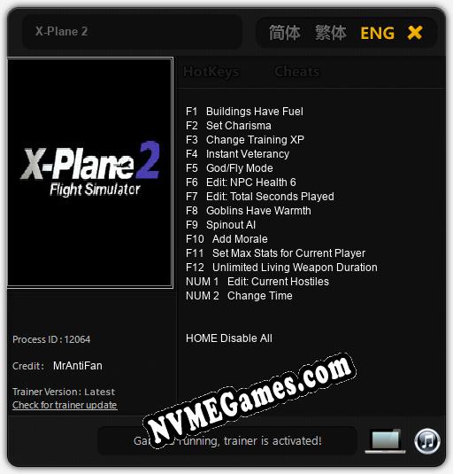 X-Plane 2: Trainer +14 [v1.3]