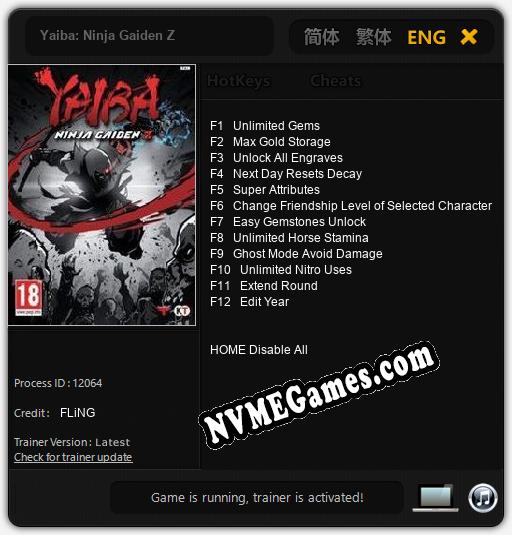 Yaiba: Ninja Gaiden Z: Trainer +12 [v1.5]