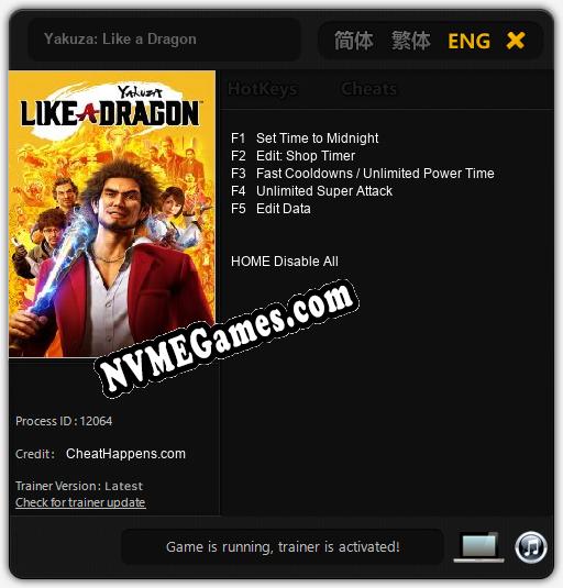 Treinador liberado para Yakuza: Like a Dragon [v1.0.8]