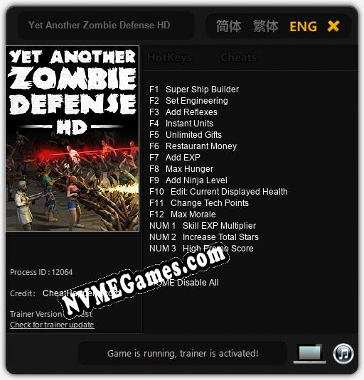 Yet Another Zombie Defense HD: Trainer +15 [v1.7]