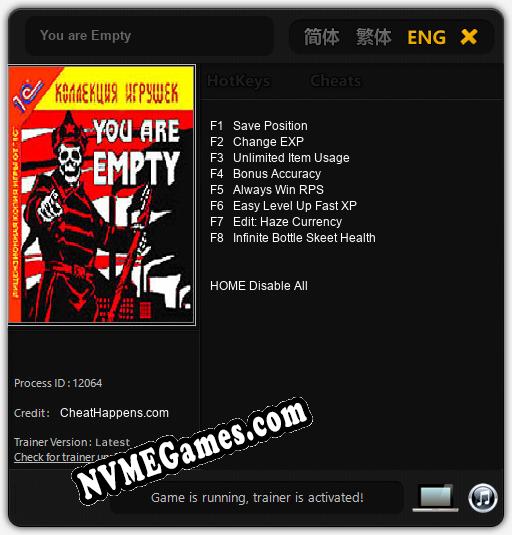 You are Empty: Cheats, Trainer +8 [CheatHappens.com]