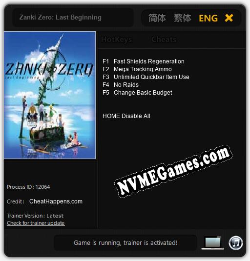 Zanki Zero: Last Beginning: Treinador (V1.0.87)