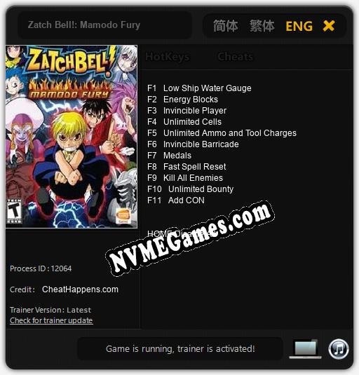 Treinador liberado para Zatch Bell!: Mamodo Fury [v1.0.7]