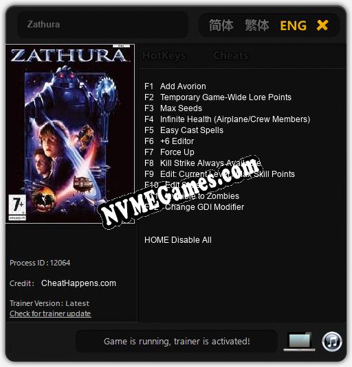 Zathura: Trainer +12 [v1.6]