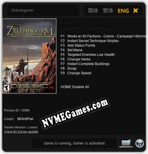 Zelenhgorm: Trainer +9 [v1.1]