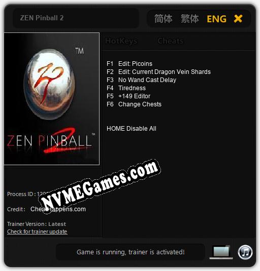 ZEN Pinball 2: Cheats, Trainer +6 [CheatHappens.com]