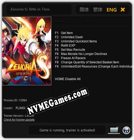 Zenonia S: Rifts in Time: Cheats, Trainer +9 [FLiNG]