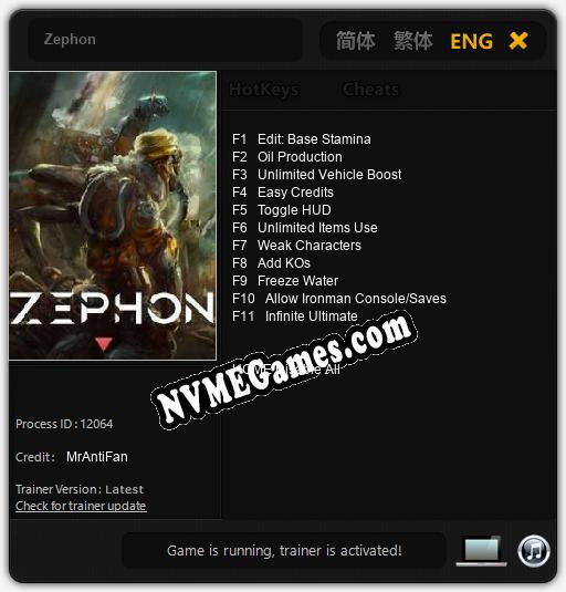 Zephon: Treinador (V1.0.69)