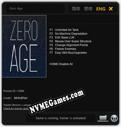 Zero Age: Cheats, Trainer +7 [MrAntiFan]