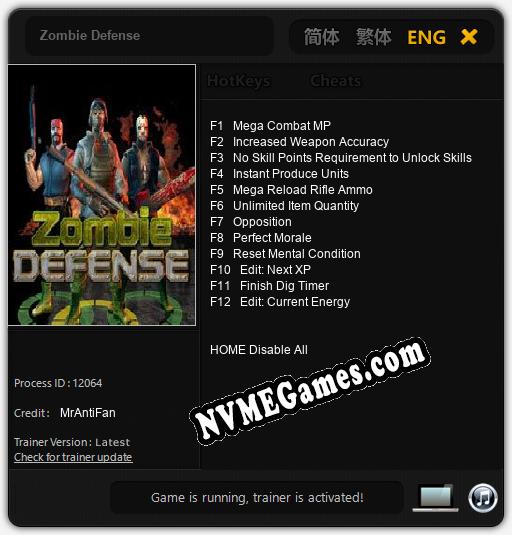 Zombie Defense: Treinador (V1.0.59)