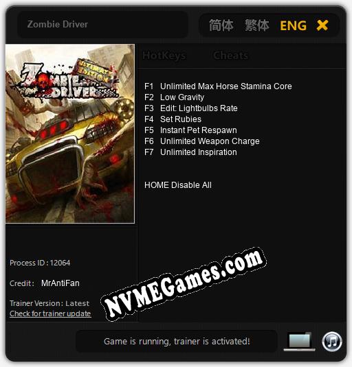 Treinador liberado para Zombie Driver [v1.0.5]